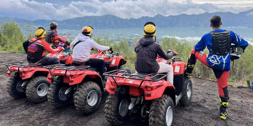 Bali: ATV Batur Sunrise, Lava, Pine Forest and Hot Spring - Riding the ATV through volcanic ground