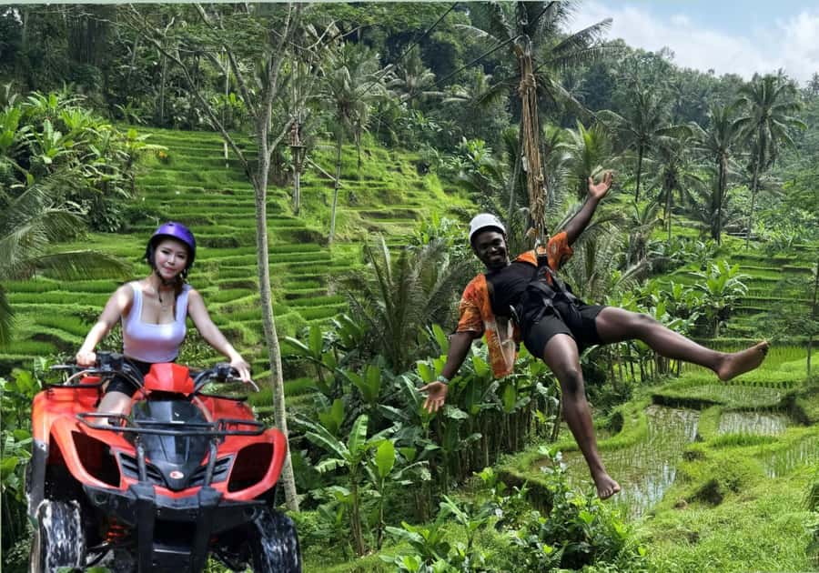 Bali: ATV Rafting Zipline Swing &Sky Bike in Ubud Rice Field - ATV riding through mud, jungle, and streams