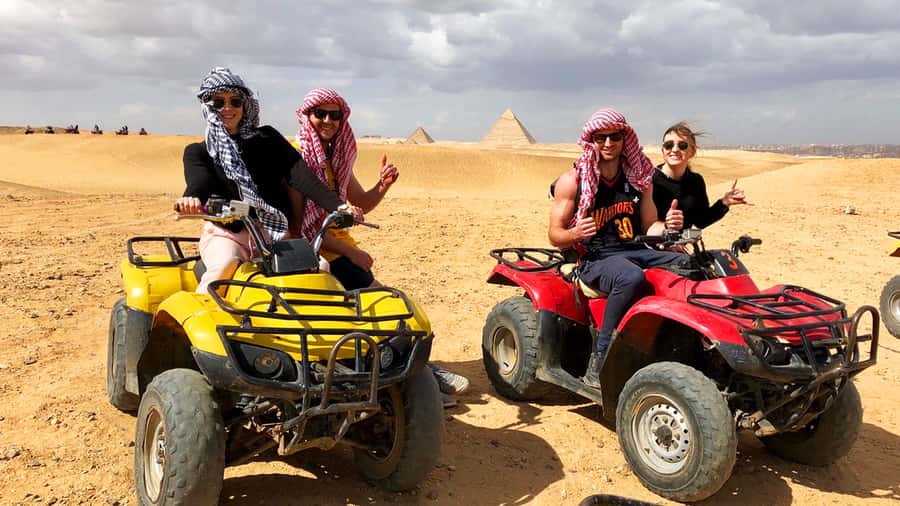 Cairo: Private Quad Bike Desert Tour with Pyramids & Sunset - Quad biking with the Giza Pyramids in view