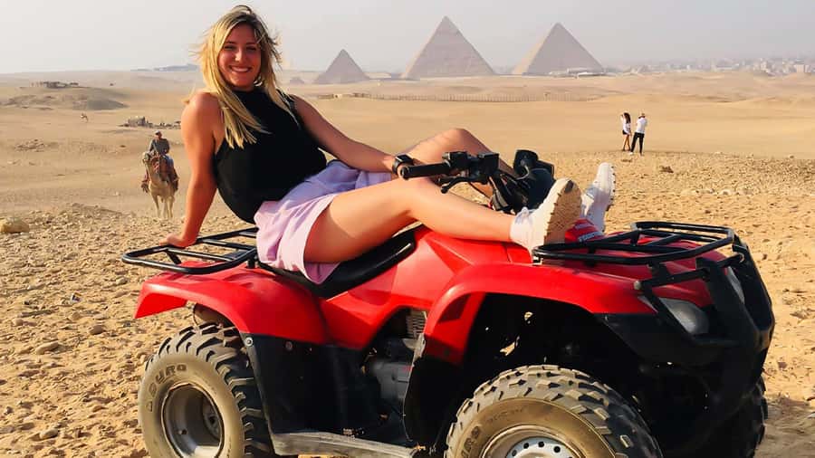 Cairo: Private Quad Bike Desert Tour with Pyramids & Sunset - Learning the quad bike before setting out
