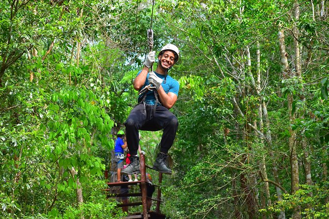 Cancun Best ATV Tour, Ziplines and Cenote Swim with Lunch - Short zip lines through the trees