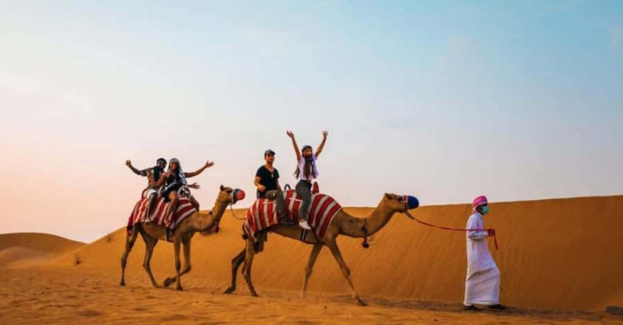 Desert Safari - Private 4WD car - Camp arrival, camel ride, and welcome sweets