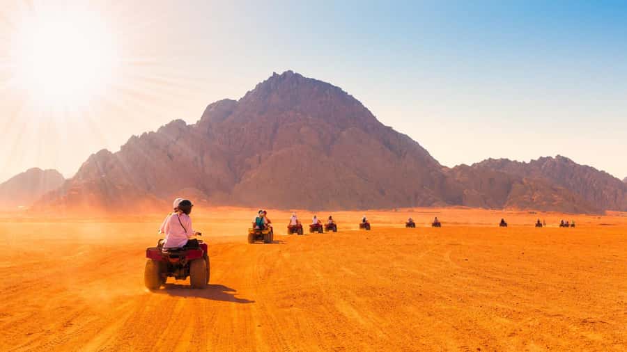 Desert Sunset Quad Bike ATV for 50Km, Oriental Show, Dinner, - Riding 25 kilometers into the Red Sea desert