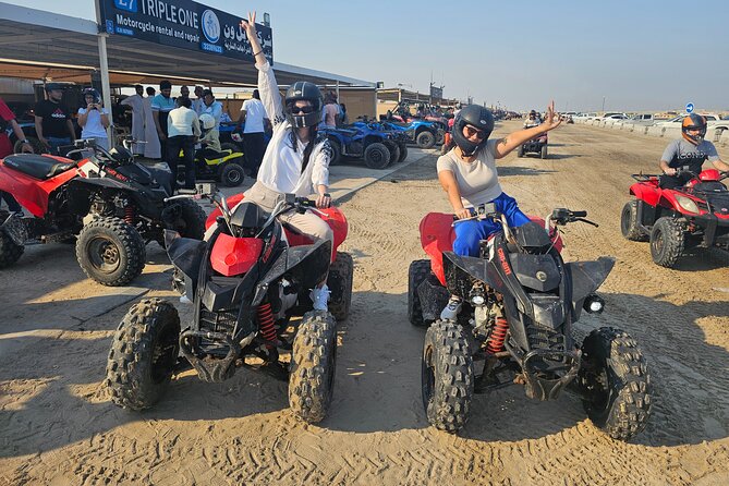 Doha Qatar ATV Quad Bike Buggy Dune Bashing and Camel Ride - The ride back and tire service