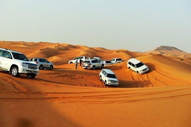 Doha: Quad Bike, Dune Bashing, Camel Ride & Inland Sea Tour - A dune-top photograph and sandboarding