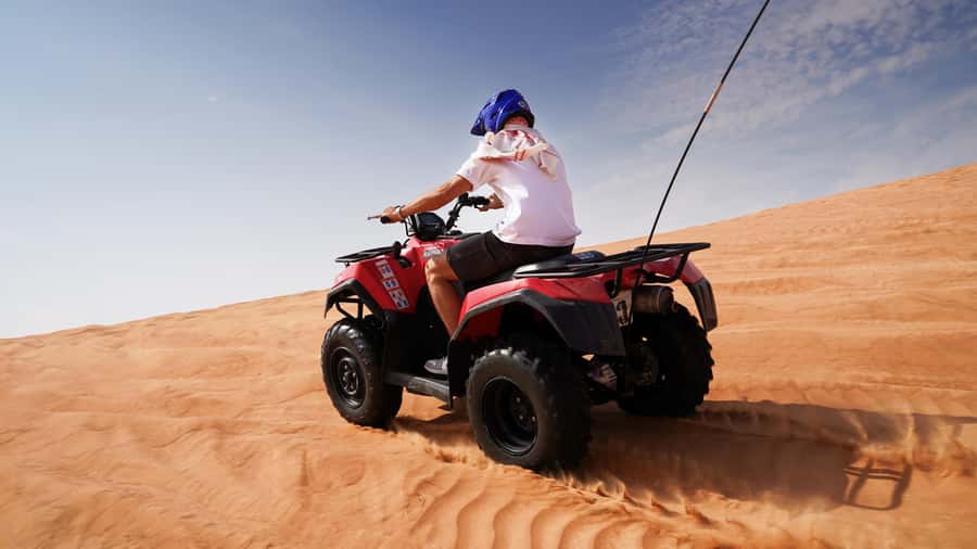 Dubai Desert Adventure: Red Dunes Guided Quad/Polaris & BBQ - From Dubai’s towers to Lahbab’s red dunes