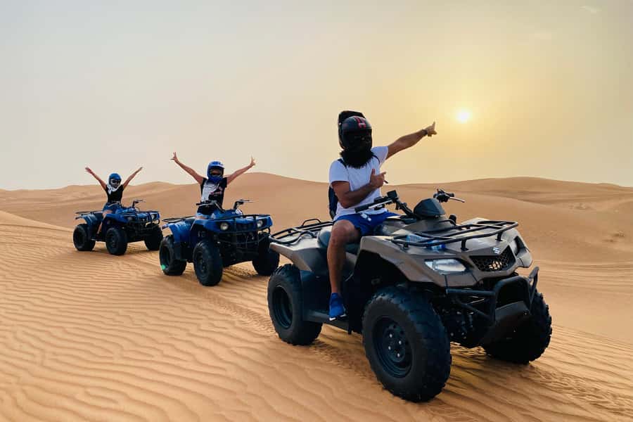 Dubai: Desert Safari, Quad Bike, Camel Ride & Al Khayma Camp - Sandboarding is simple, free, and photogenic