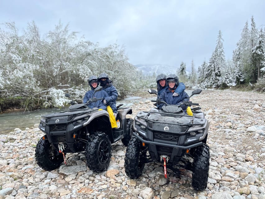 From Krakow: ATV/Snowmobile Ride, Shooting & Hot Springs - Can-Am quads on rough mountain ground