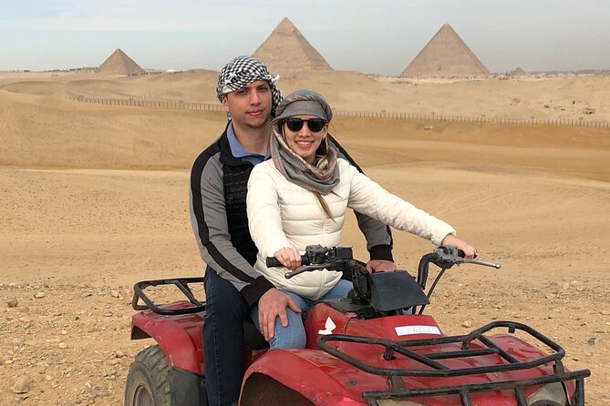 Giza pyramids, Sphinx, ATV bike, Lunch,Camel ride, Dinner cruise& shopping tour - A full Cairo day built around the Giza Pyramids