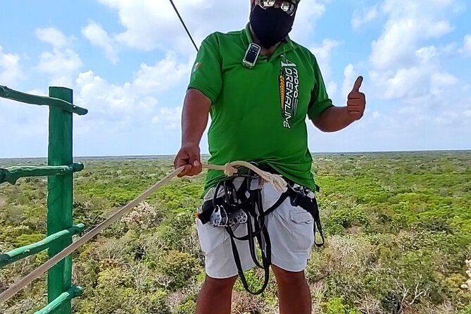 Half-day Adventure: Cenote + Ziplining + ATV Tour - Five zip lines above the trees