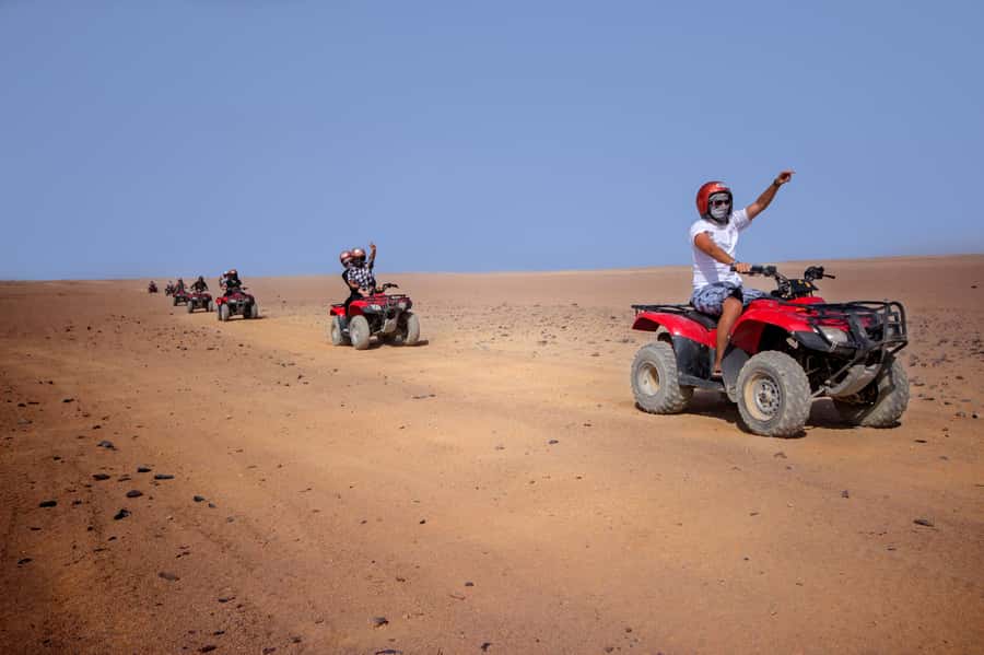 Hurghada: Sunset Quad Bike, Camel w/ Opt Stargazing and BBQ - Safety first, then the quad route