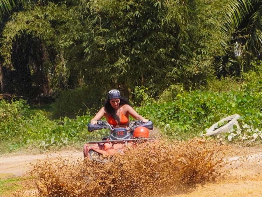 KhaoLak:ATV, ZipLine, & Rafting Adventure Monkey Cave Temple - The 30-minute ATV ride adds mud and scenery