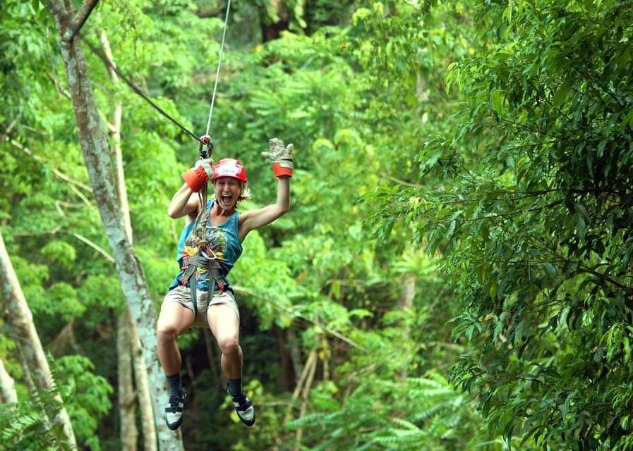 Krabi: Zipline, ATV & Top Rope Climbing Experience - High above Krabi’s jungle canopy