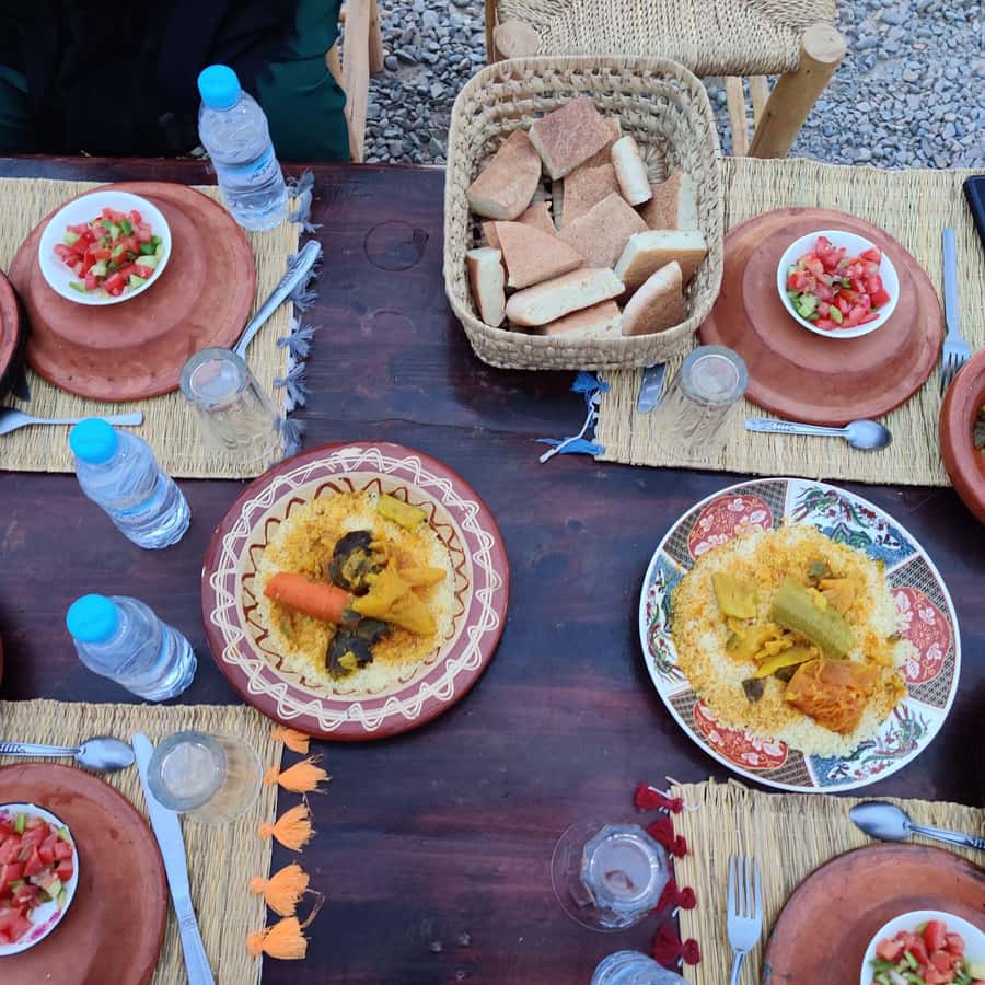Marrakech: Agafay Desert Quad Camel Rides, Pool, Dinner Show - Moroccan dinner beneath the night sky