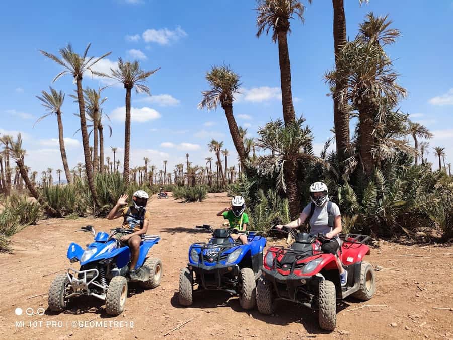 Marrakech, explore the palm grove desert by quad bike - Mint tea and mssemen at a village or bivouac