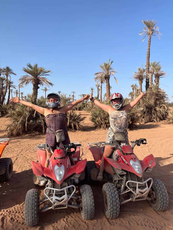 Marrakech: Palm Grove and Jbilat Desert Quad Bike Tour - Getting comfortable on the quad at the base