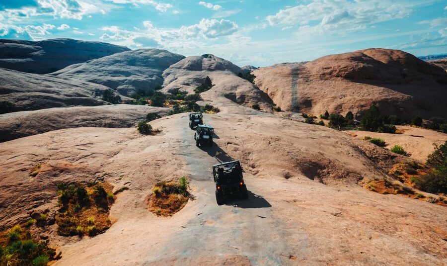 Moab: Hell's Revenge UTV 4x4 Guided Adventure - Dinosaur tracks near Lion’s Back