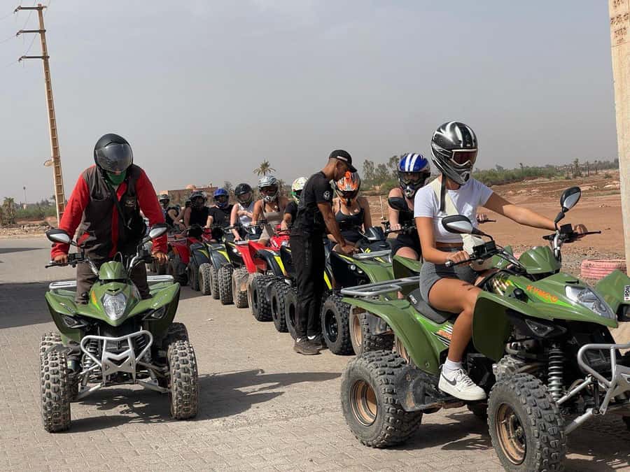 Quad biking in Marrakech's desert palm grove - Getting set up with an ATV and safety gear