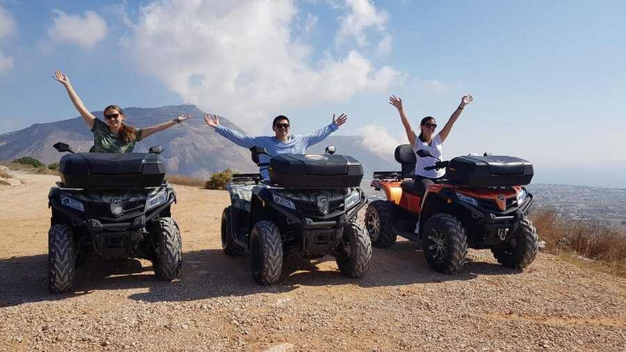 Santorini: ATV guided tour around the South of the island - The windmills lead toward the island’s high country