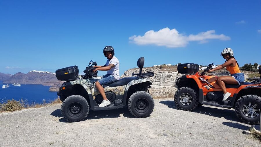Santorini: ATV guided tour around the South of the island - Pyrgos adds history without a long museum visit