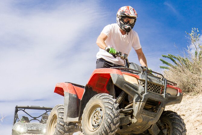 Self-Guided Centipede Desert ATV Rental - Getting fitted with helmet, goggles, and face protection