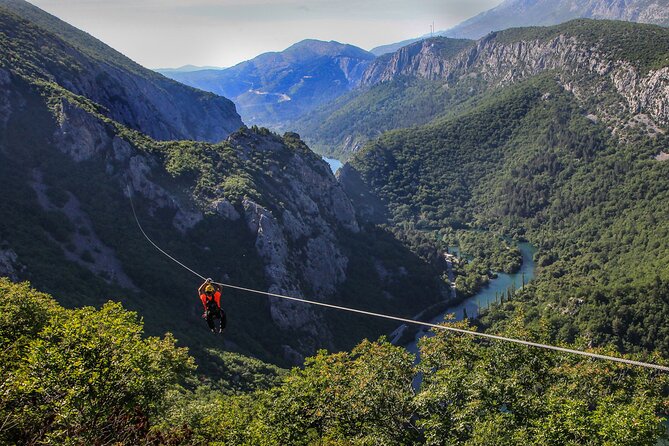 Side Combo Tour 3 in 1 Adventure Rafting Quad Zipline Exprience - The zipline across the river